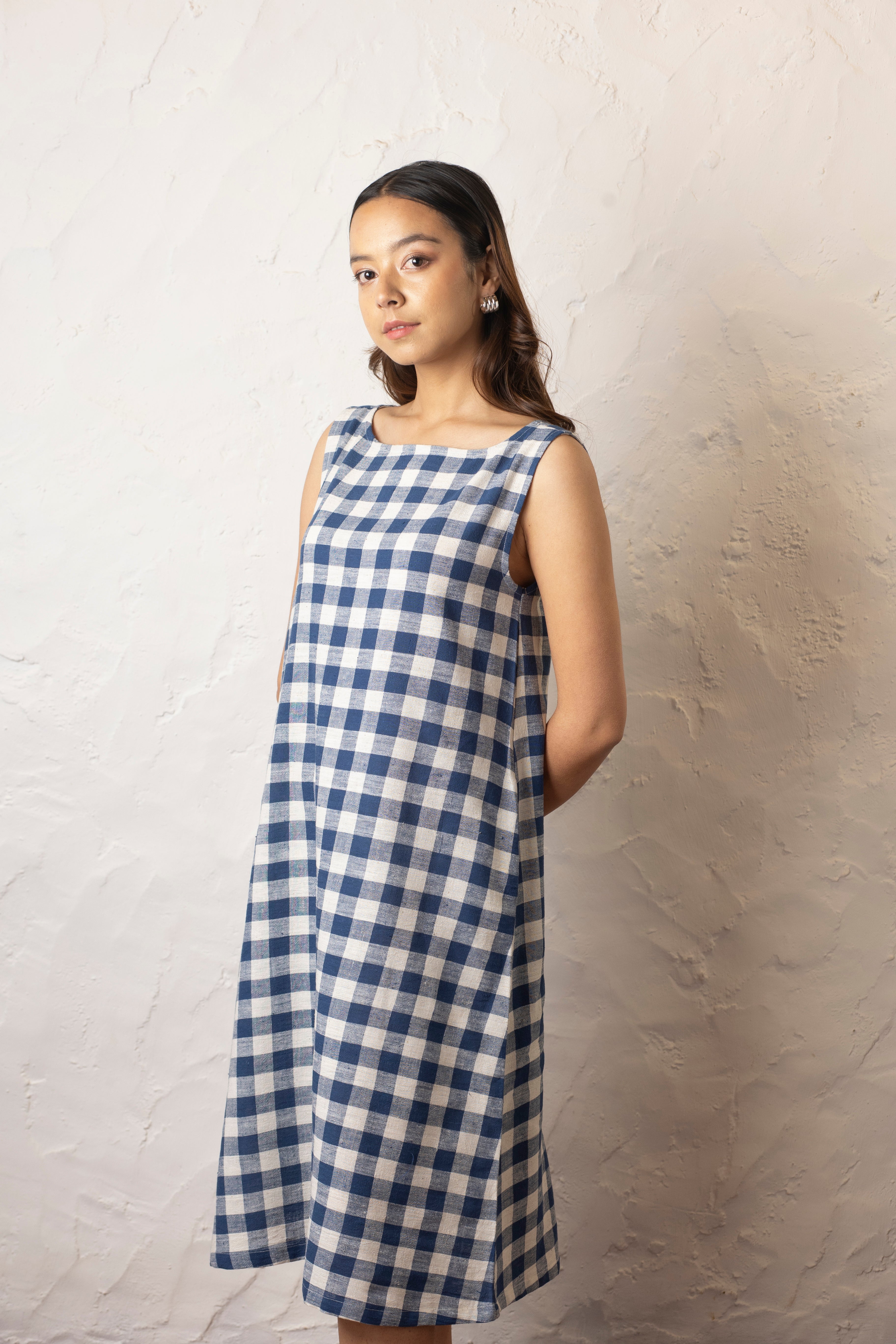 Wadi Dress - Indigo and Kora Checkered