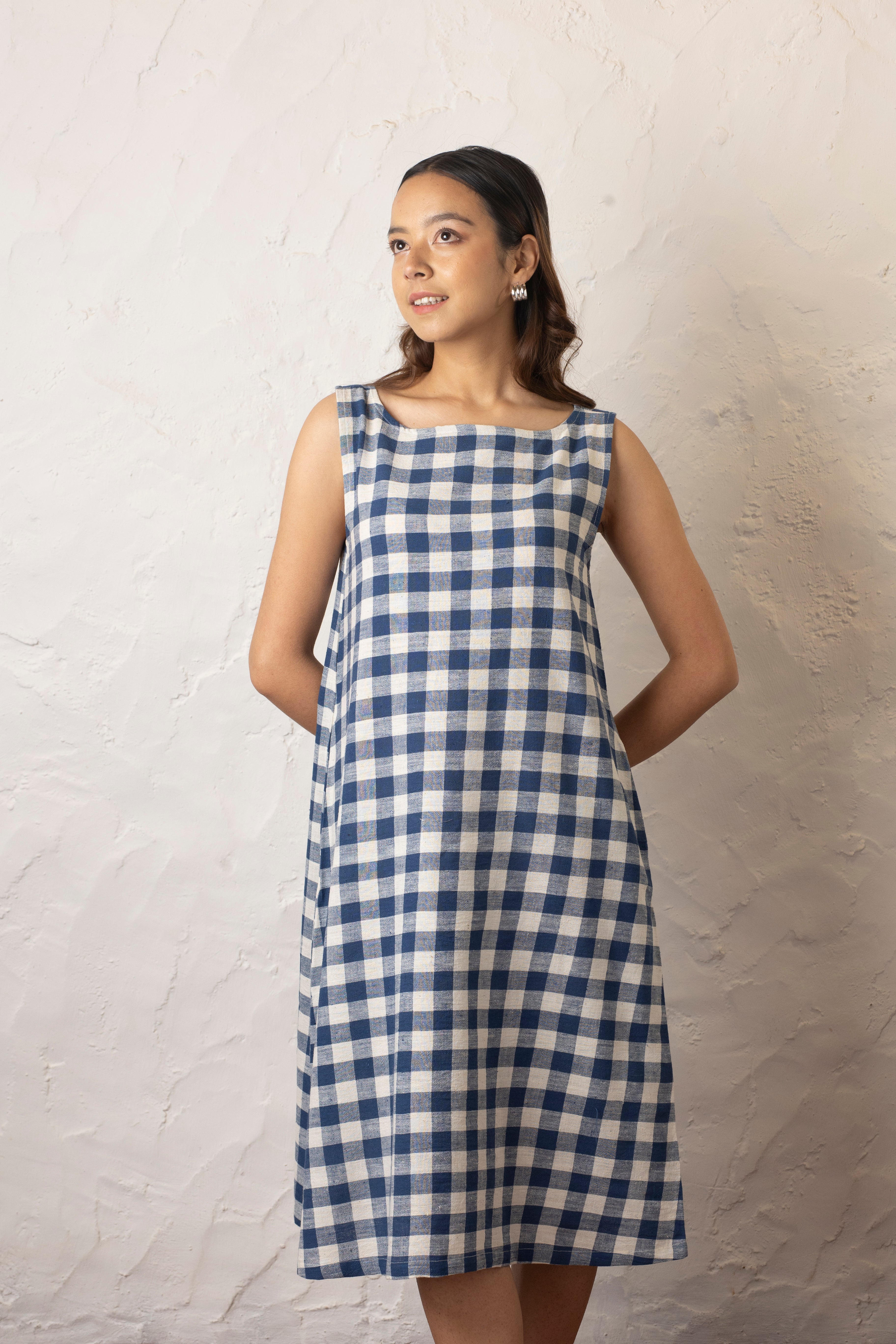 Wadi Dress - Indigo and Kora Checkered