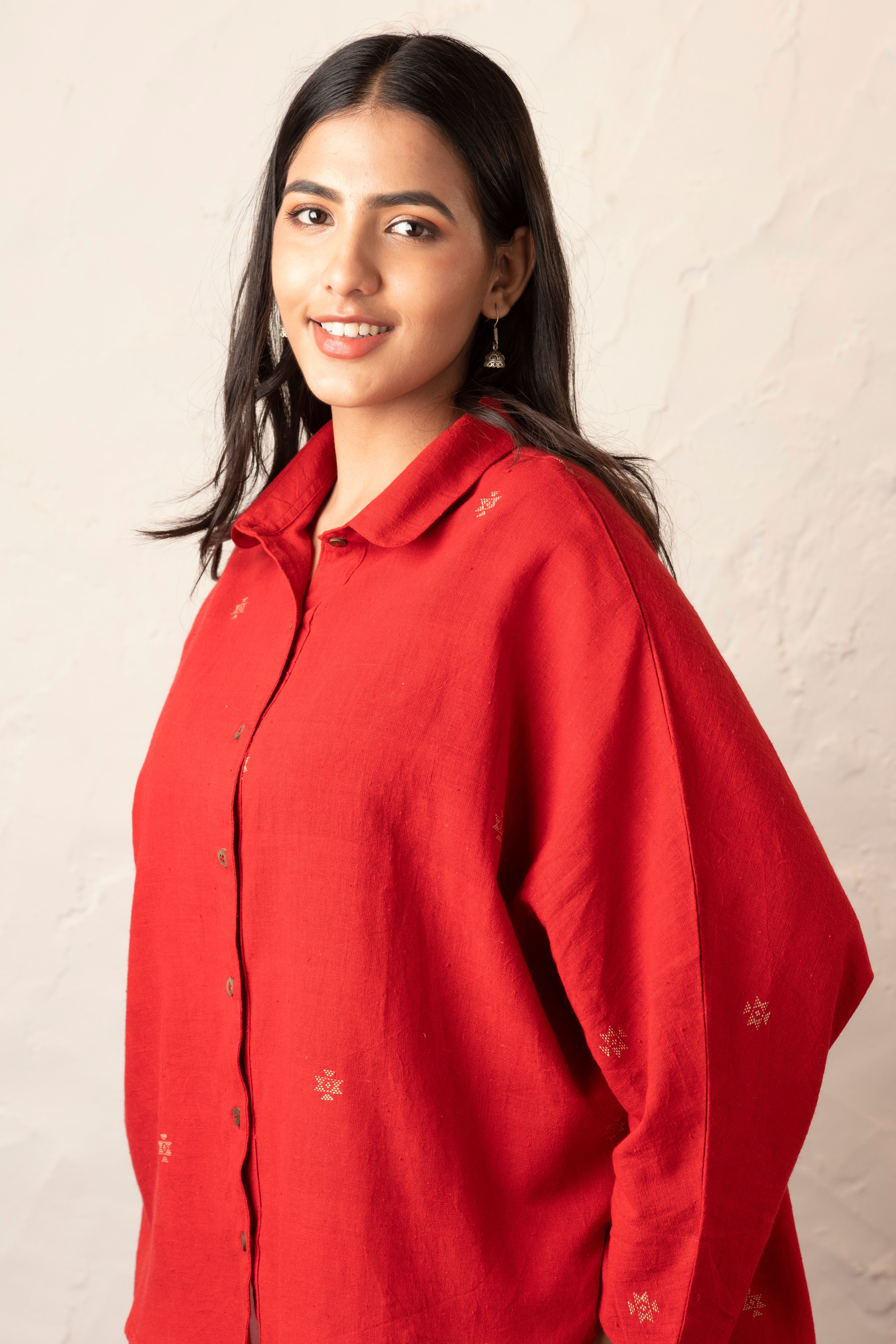 Rome Dolman Sleeves Shirt - Bright Red