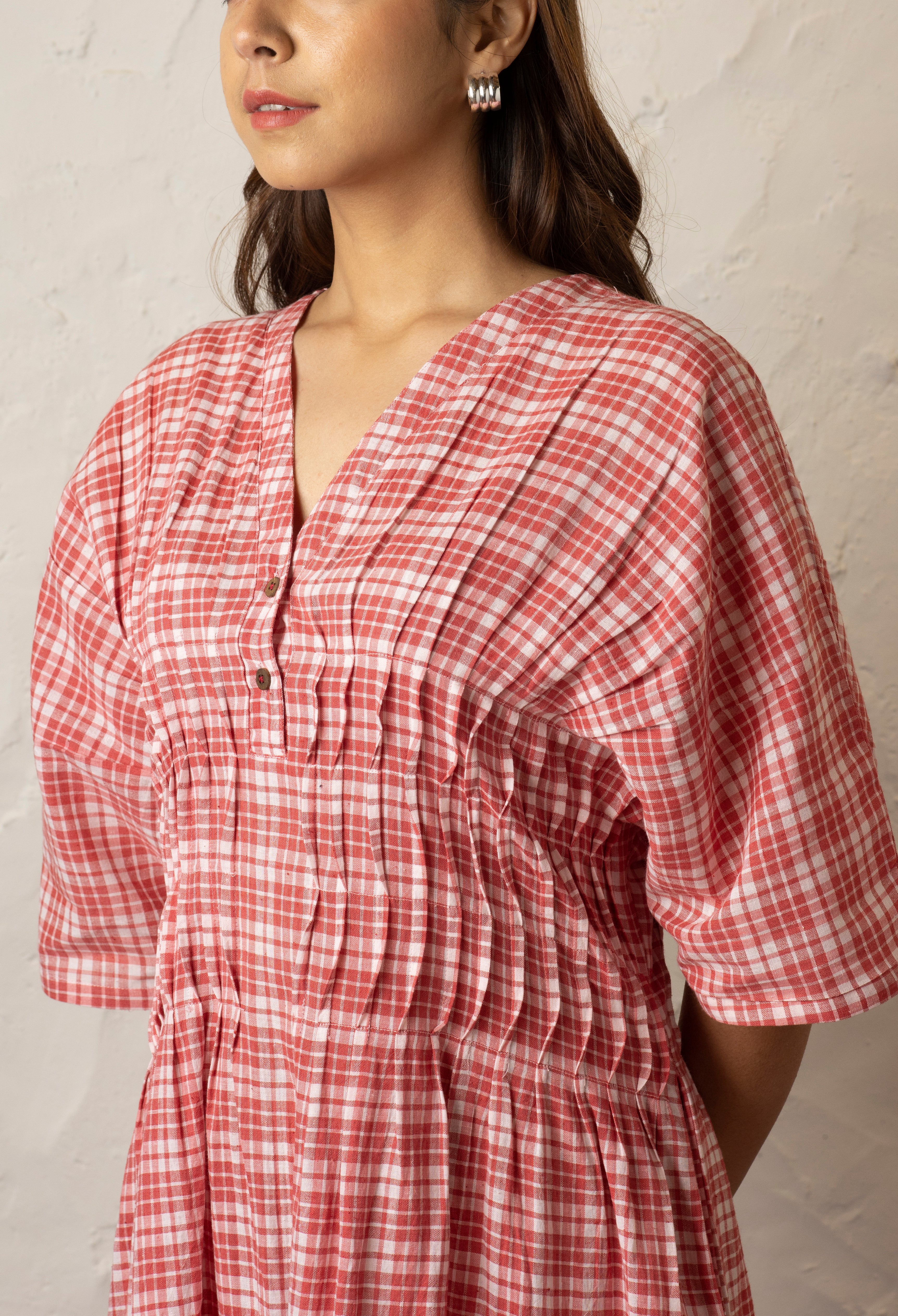 Reva Dress - Red and White Checkered