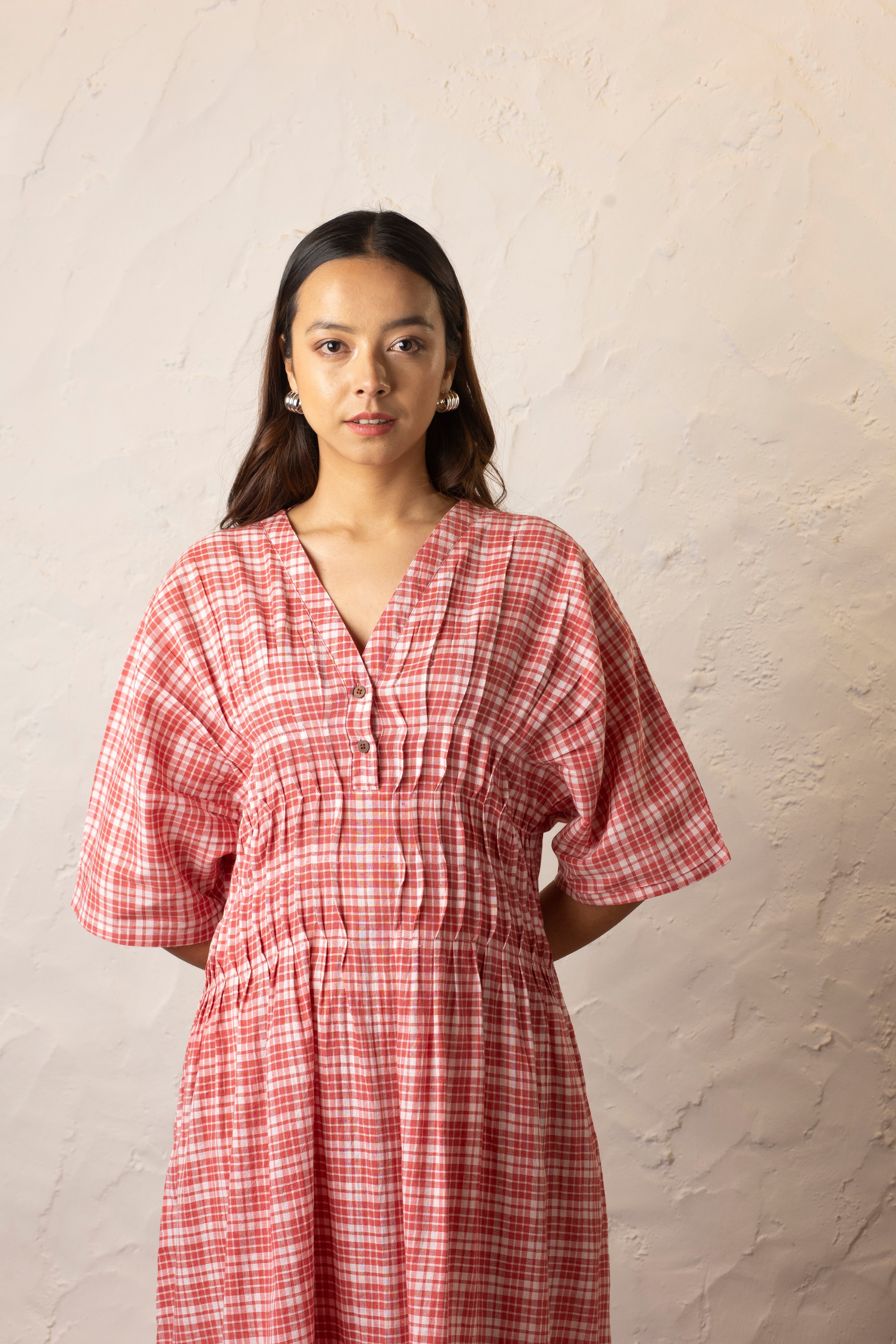 Reva Dress - Red and White Checkered