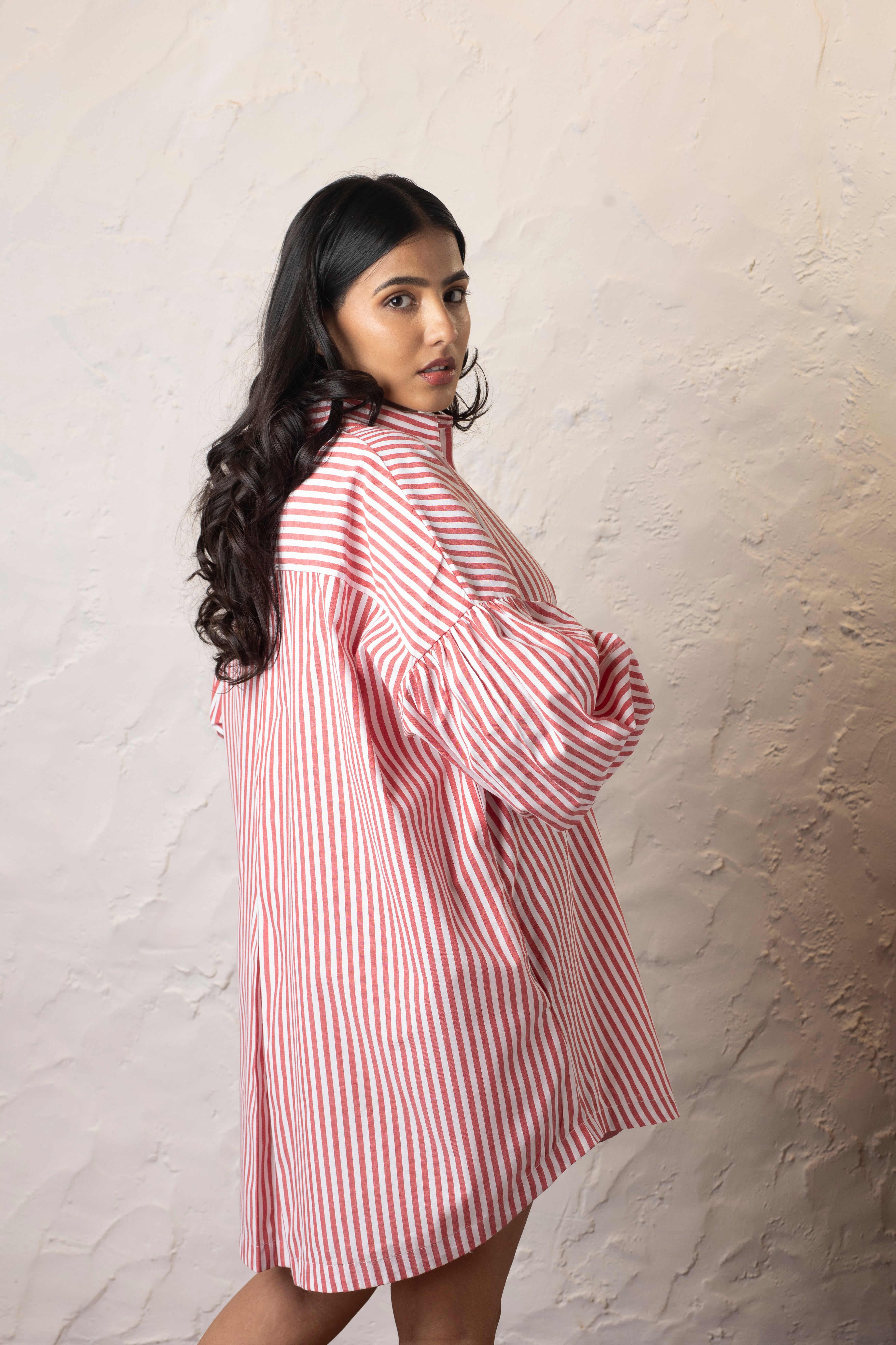 Tortuga Shirt Dress -  Red and White Stripes