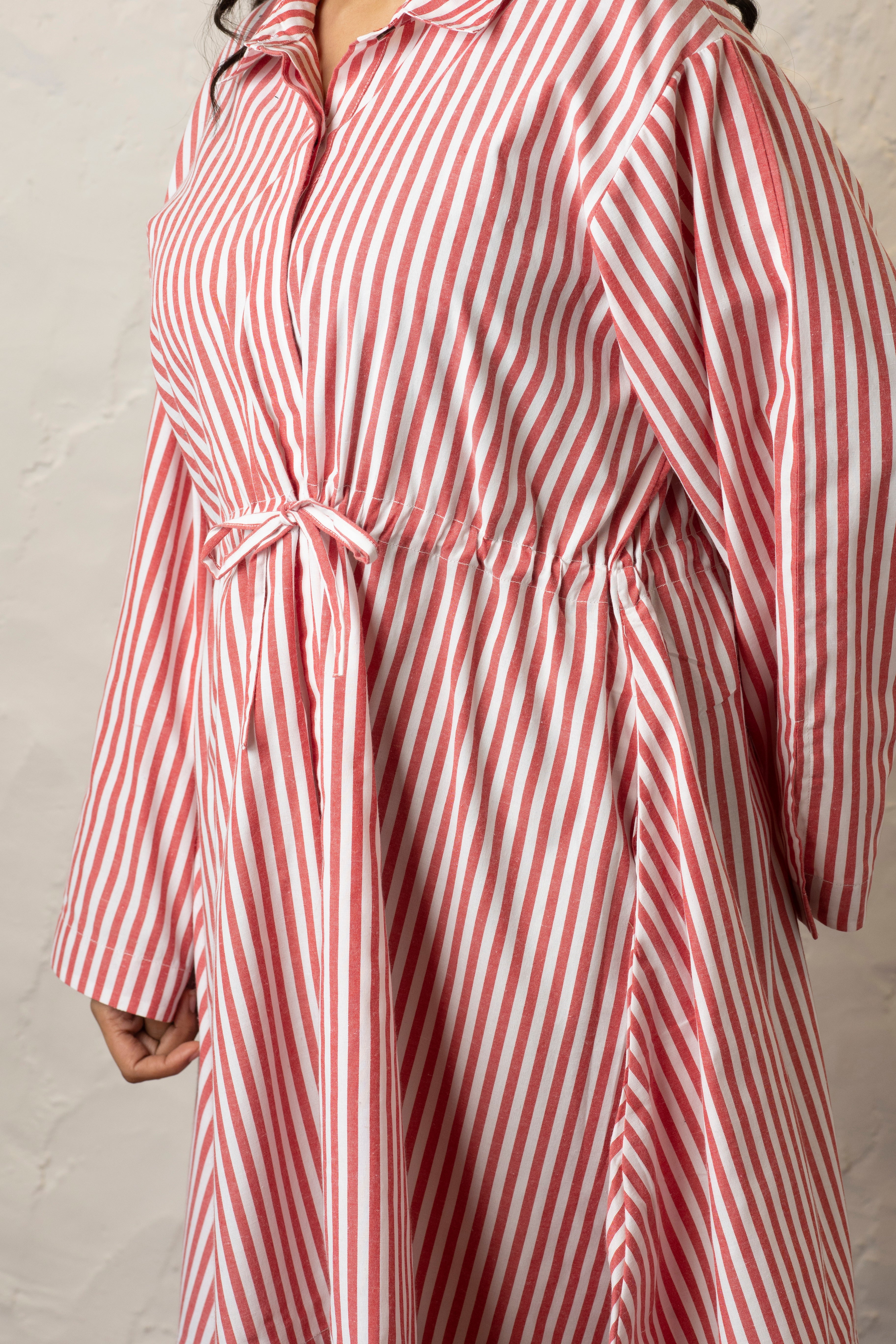 Madryn Shirt Dress - Red and White Stripes