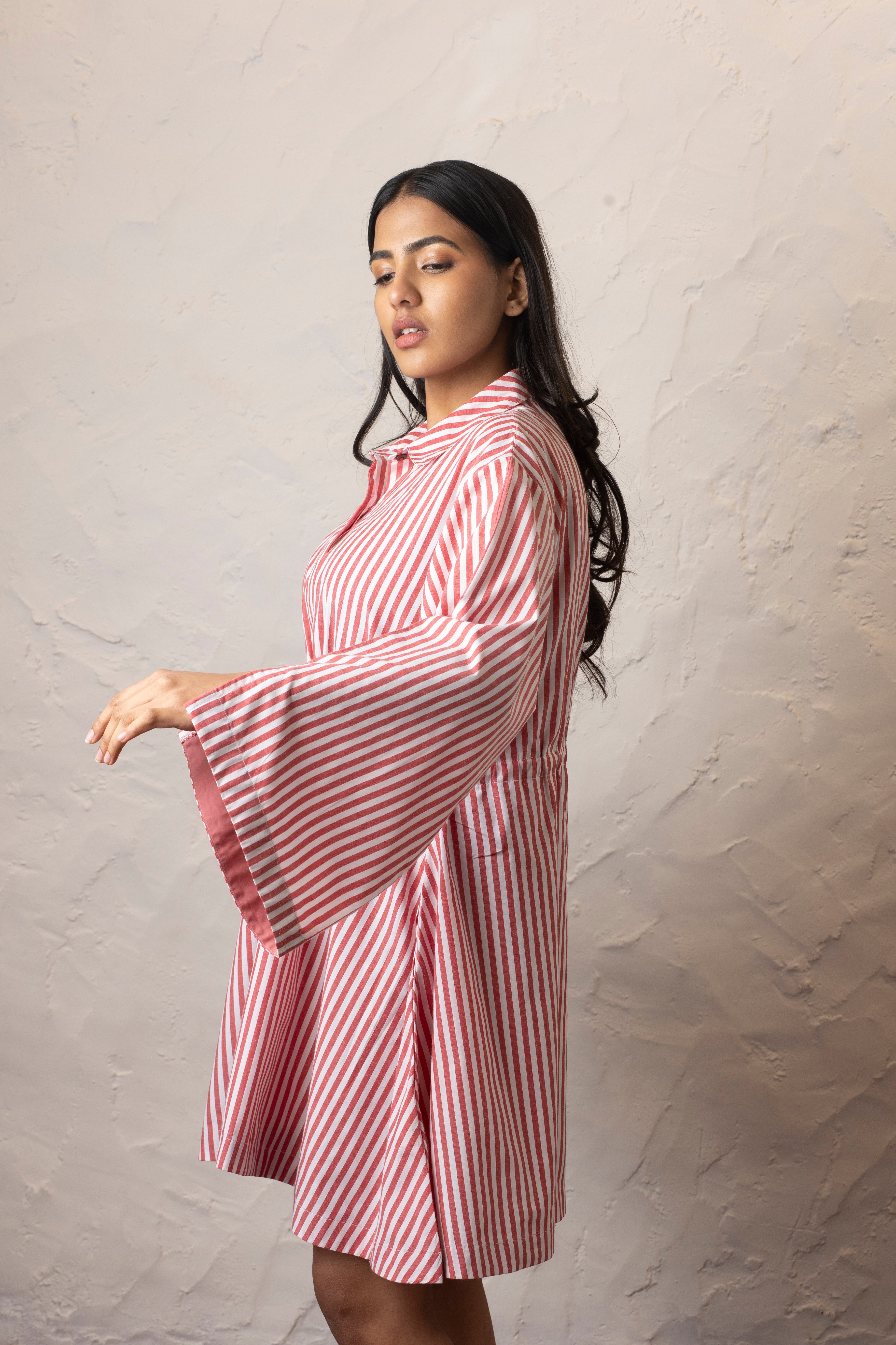 Madryn Shirt Dress - Red and White Stripes