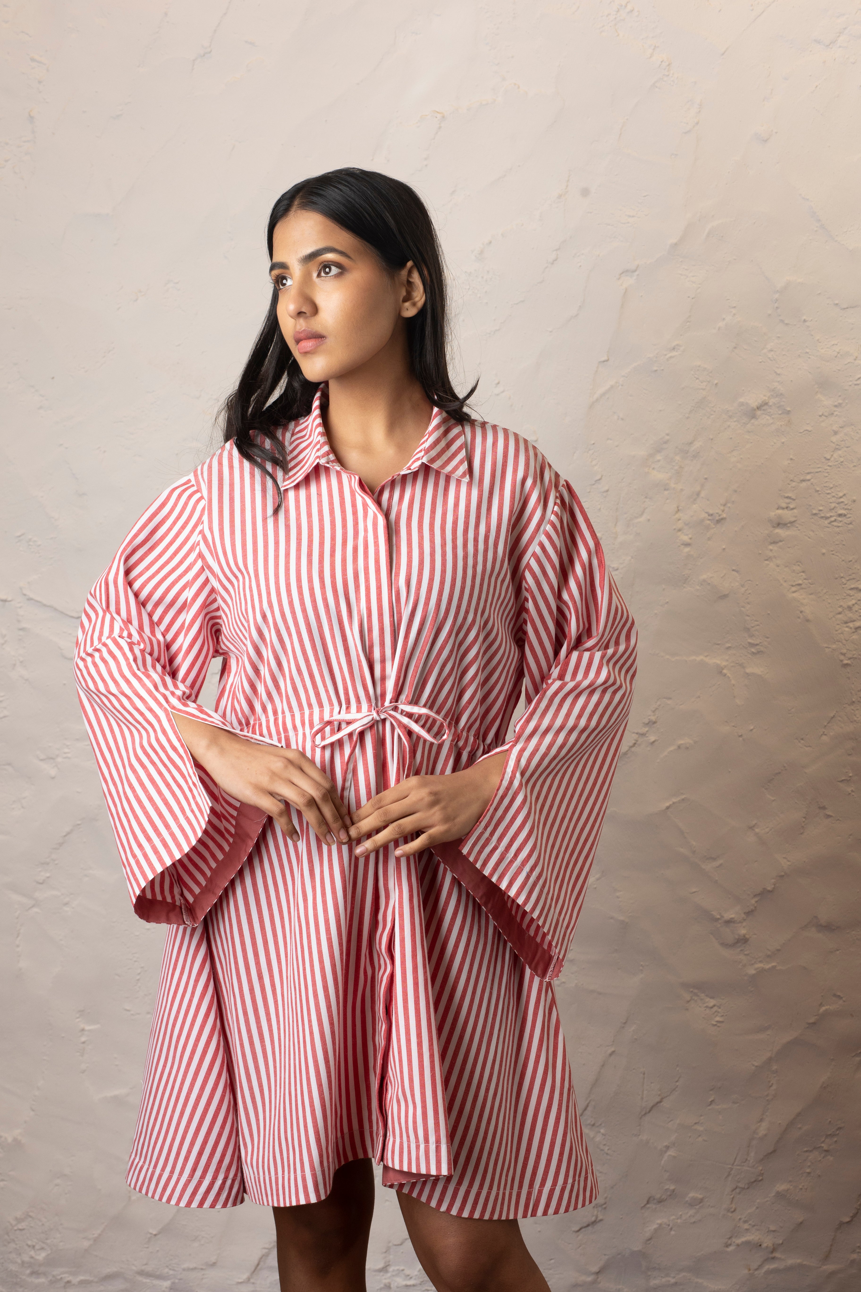Madryn Shirt Dress - Red and White Stripes