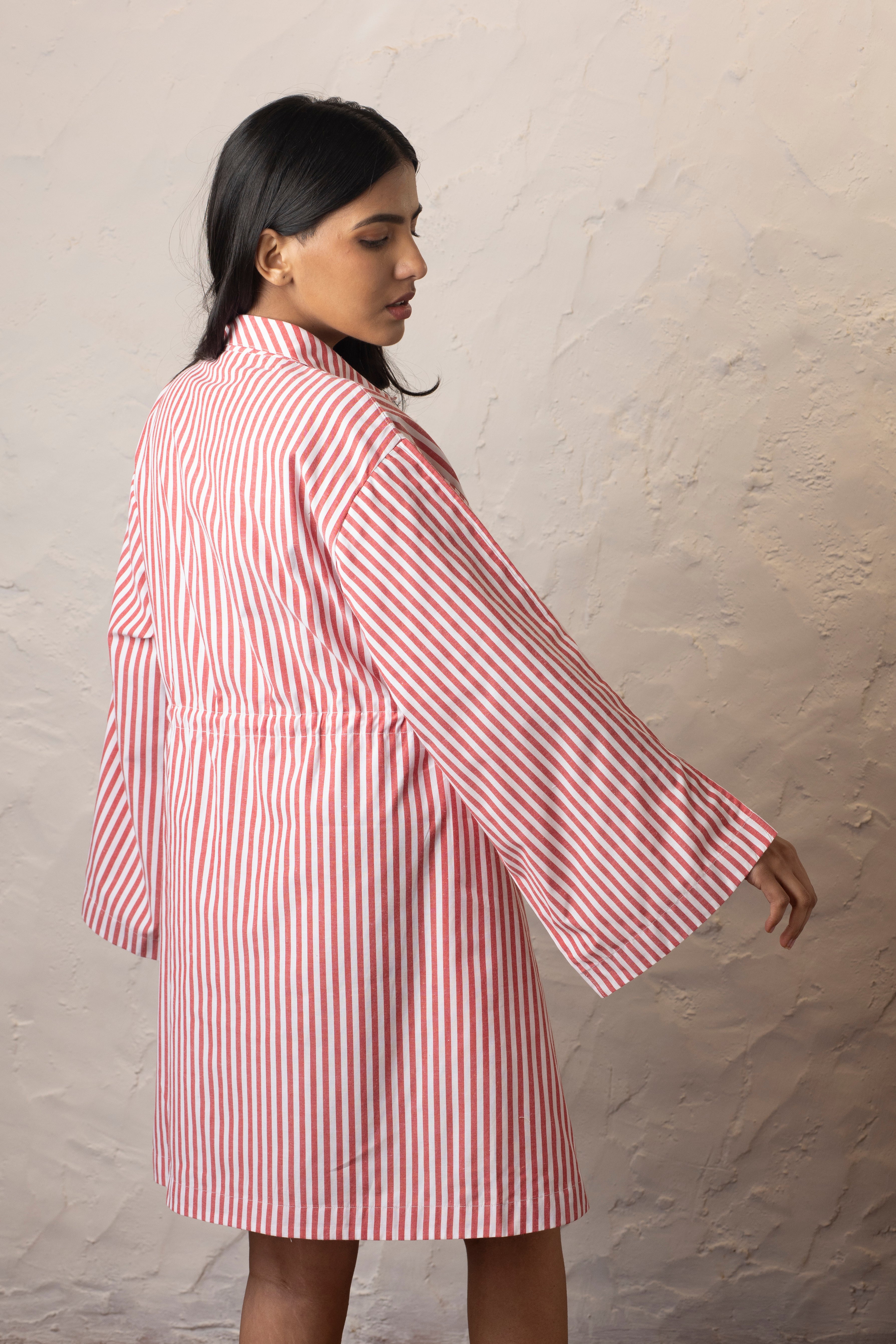 Madryn Shirt Dress - Red and White Stripes