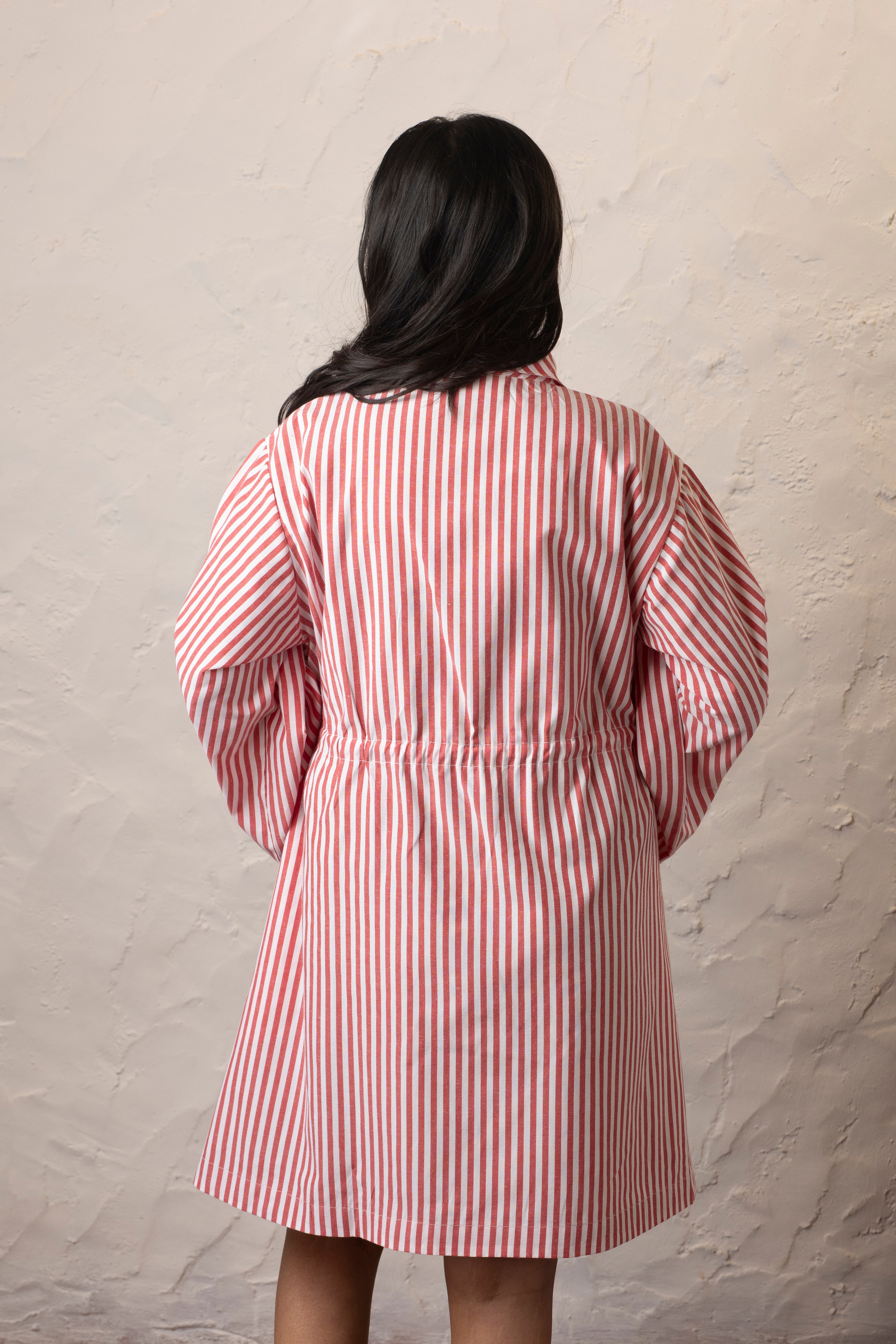 Madryn Shirt Dress - Red and White Stripes