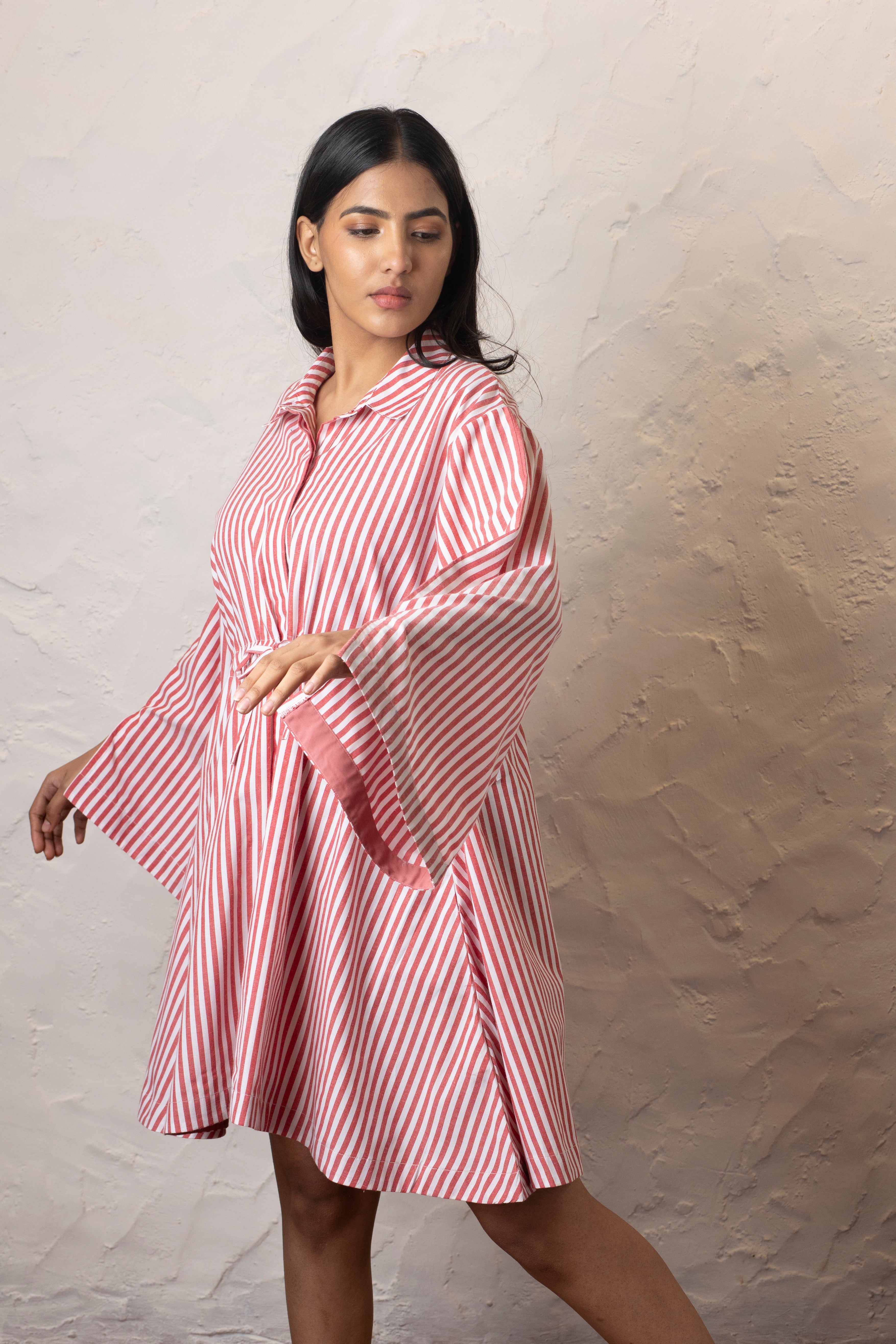 Madryn Shirt Dress - Red and White Stripes