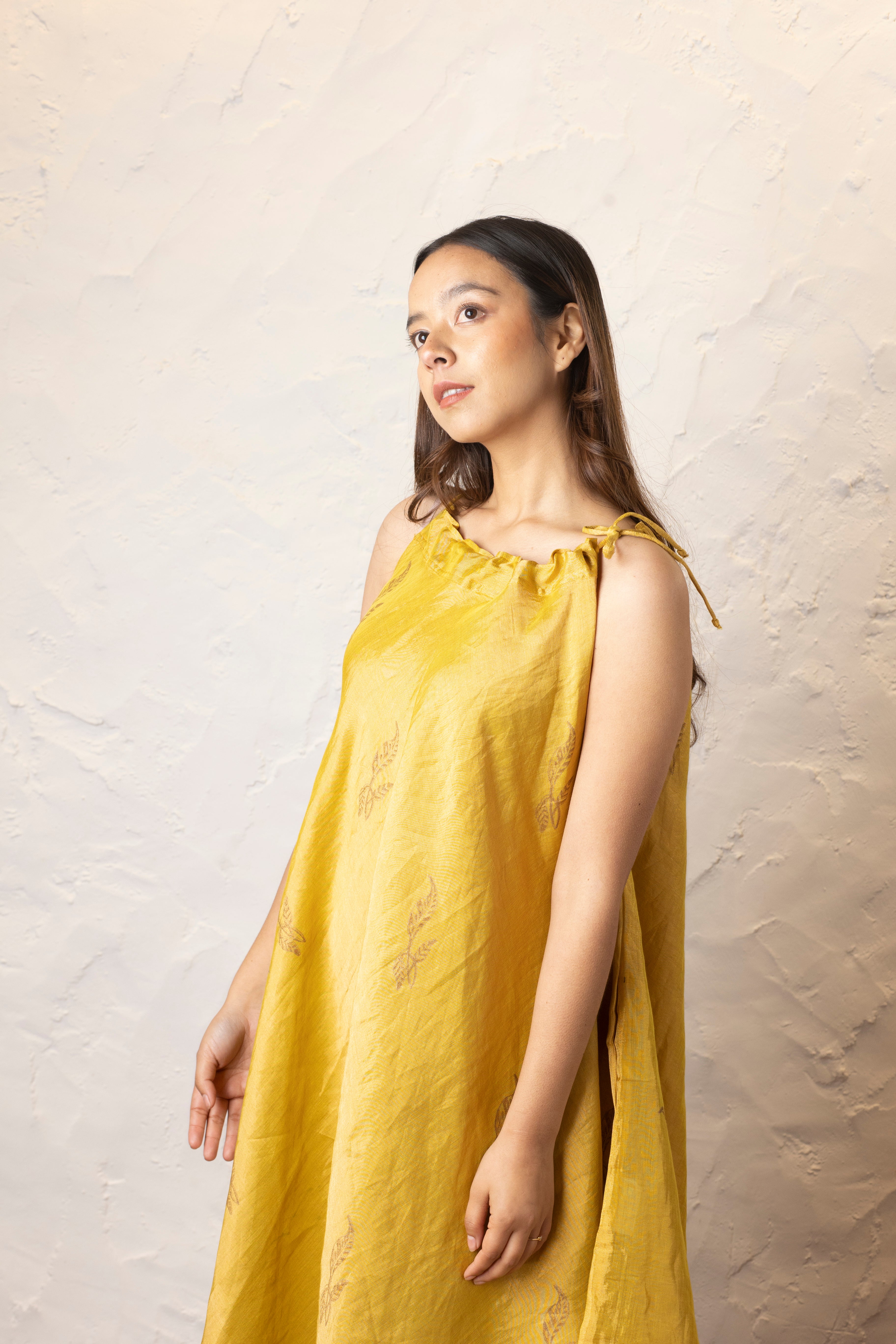 Swarna Halter-neck Dress - Mustard Gold