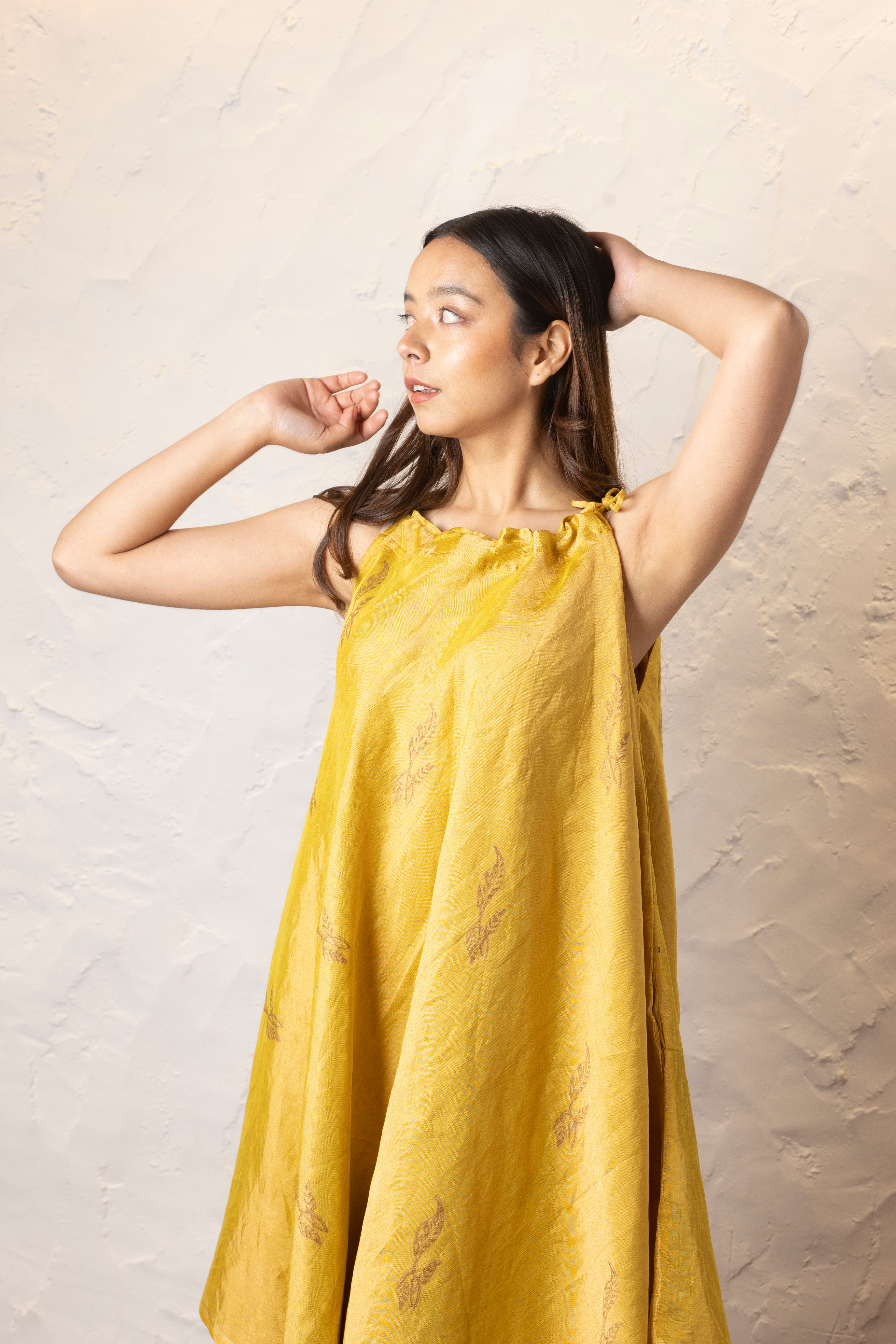 Swarna Halter-neck Dress - Mustard Gold