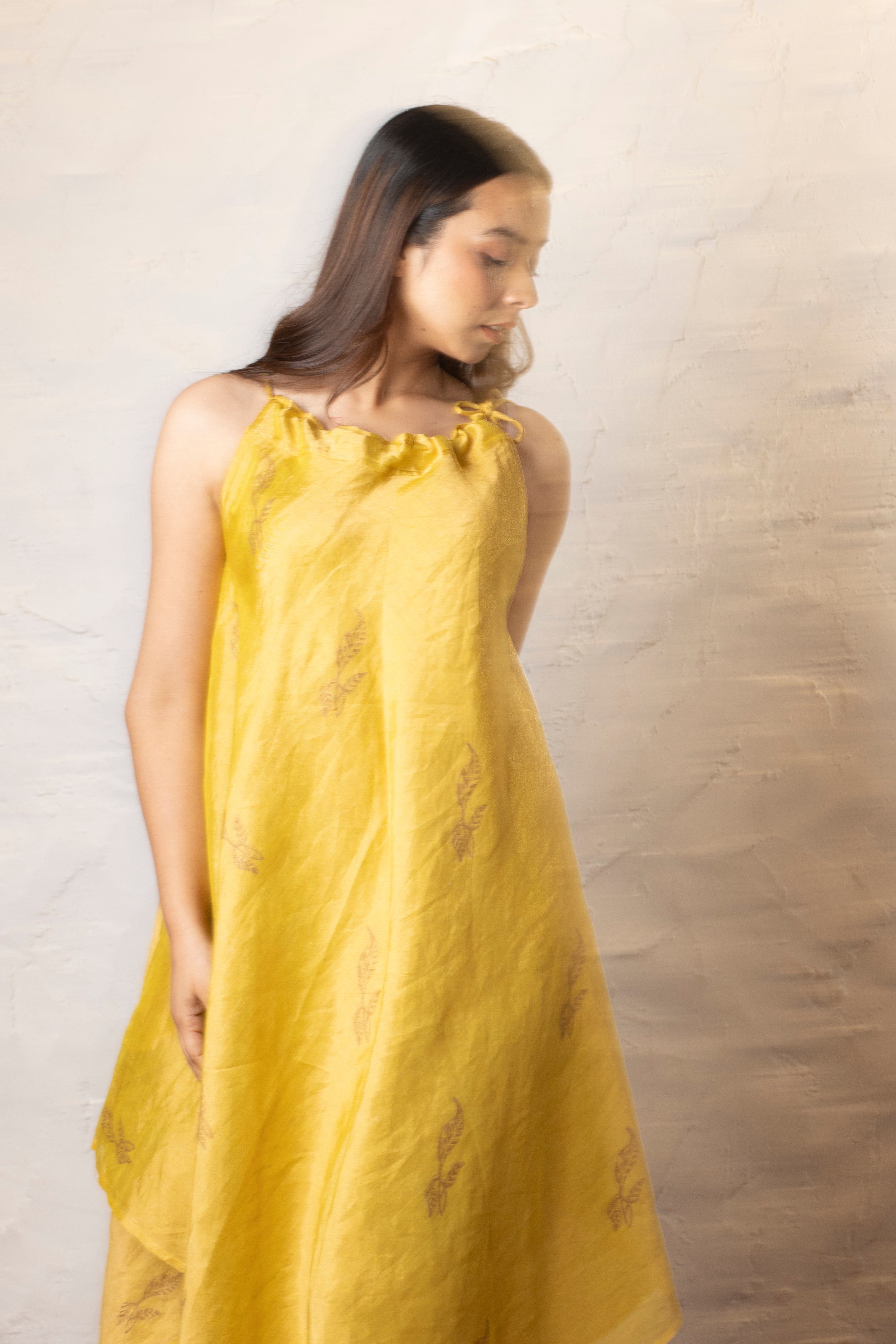 Swarna Halter-neck Dress - Mustard Gold