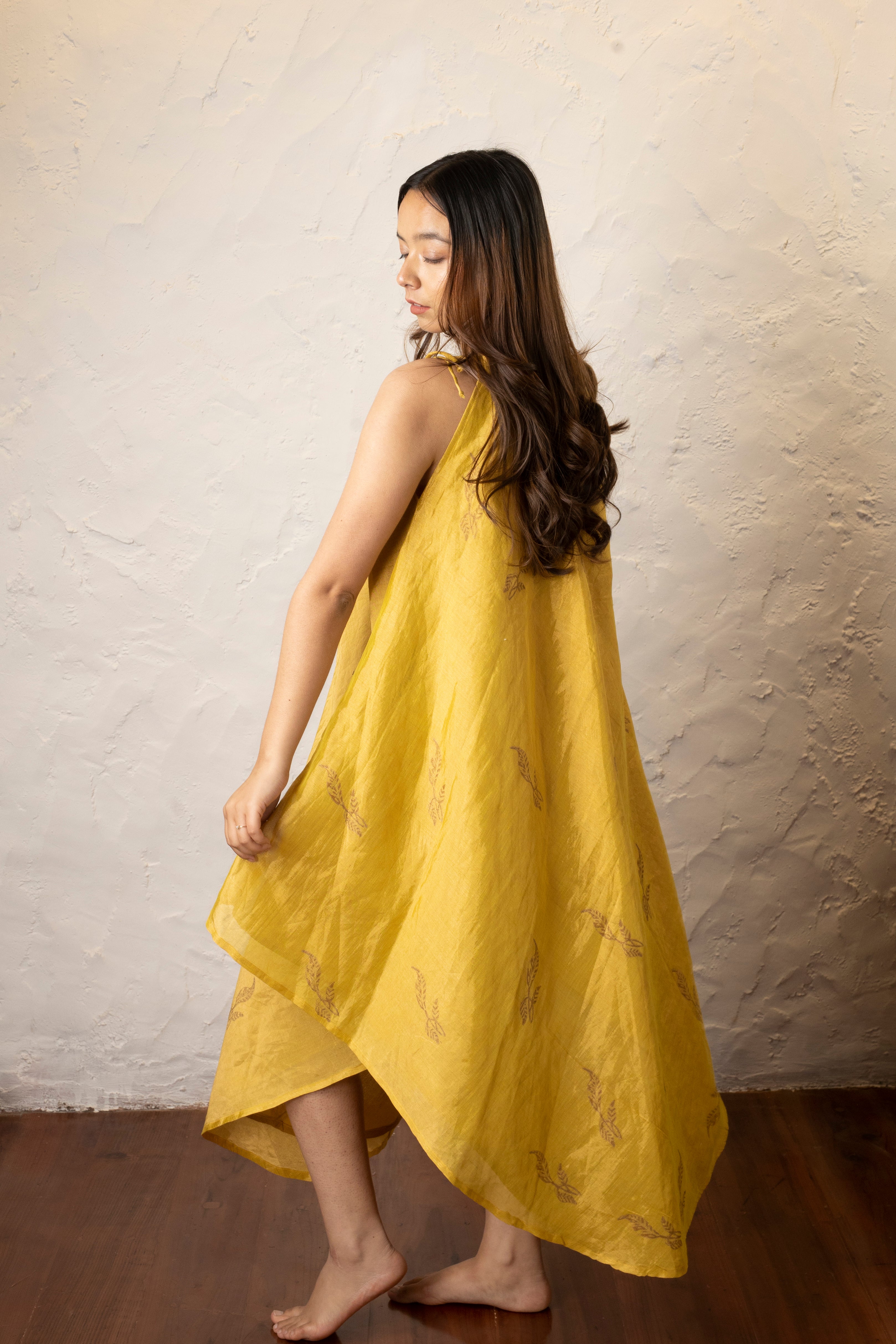 Swarna Halter-neck Dress - Mustard Gold