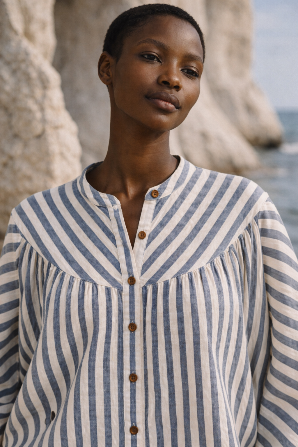 Brittany Batwing Striped Organic Cotton Top