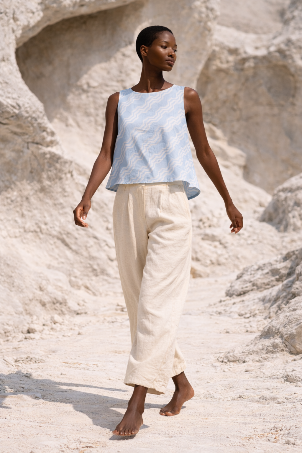 Clyde Top | Naturally Dyed Block Print Cambric Cotton Top