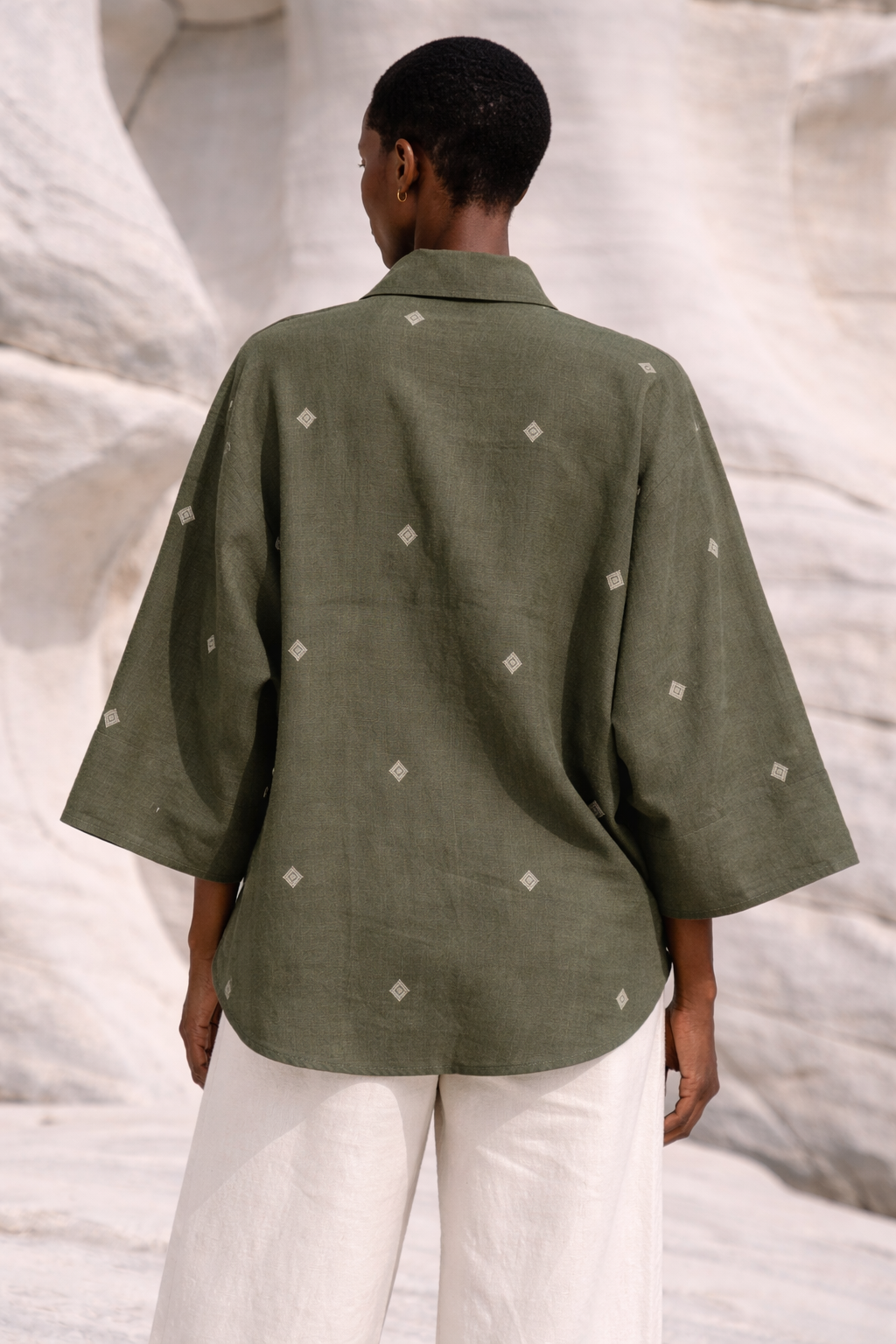 Olive Relaxed Handwoven Cotton Shirt