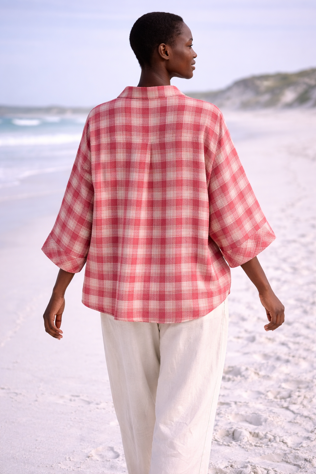 Zeum Red Plaid Handwoven Muslin Cotton Shirt