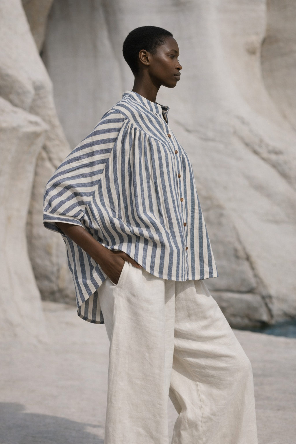 Brittany Batwing Striped Organic Cotton Top