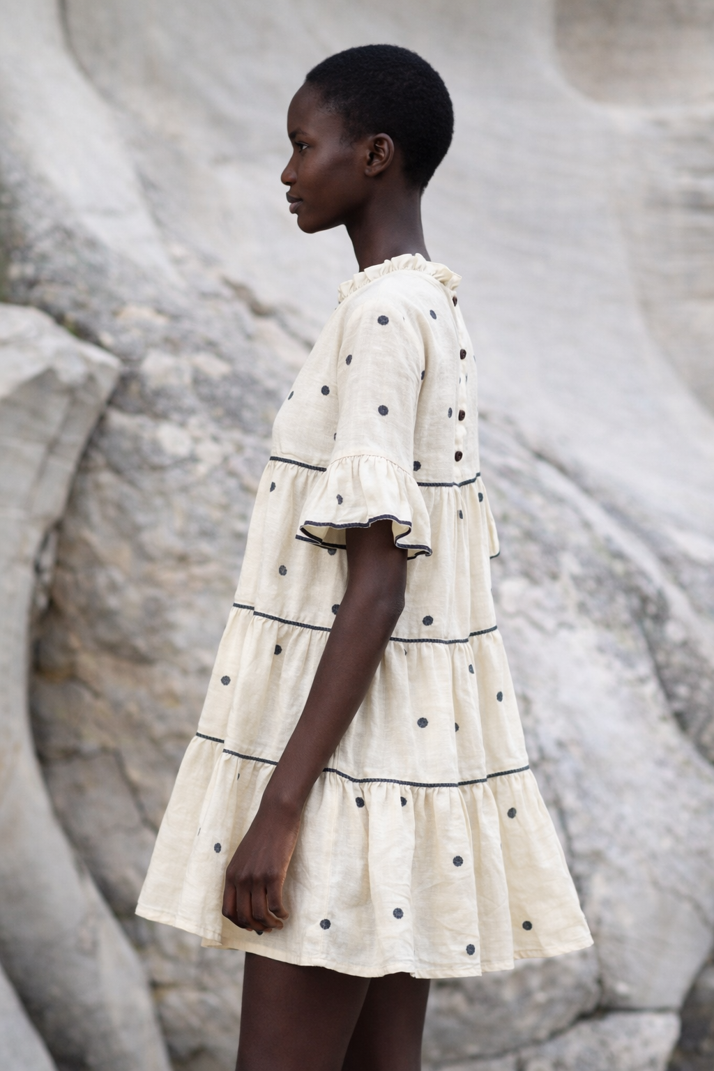 Pia Polka Dot Handwoven Jamdani Dress