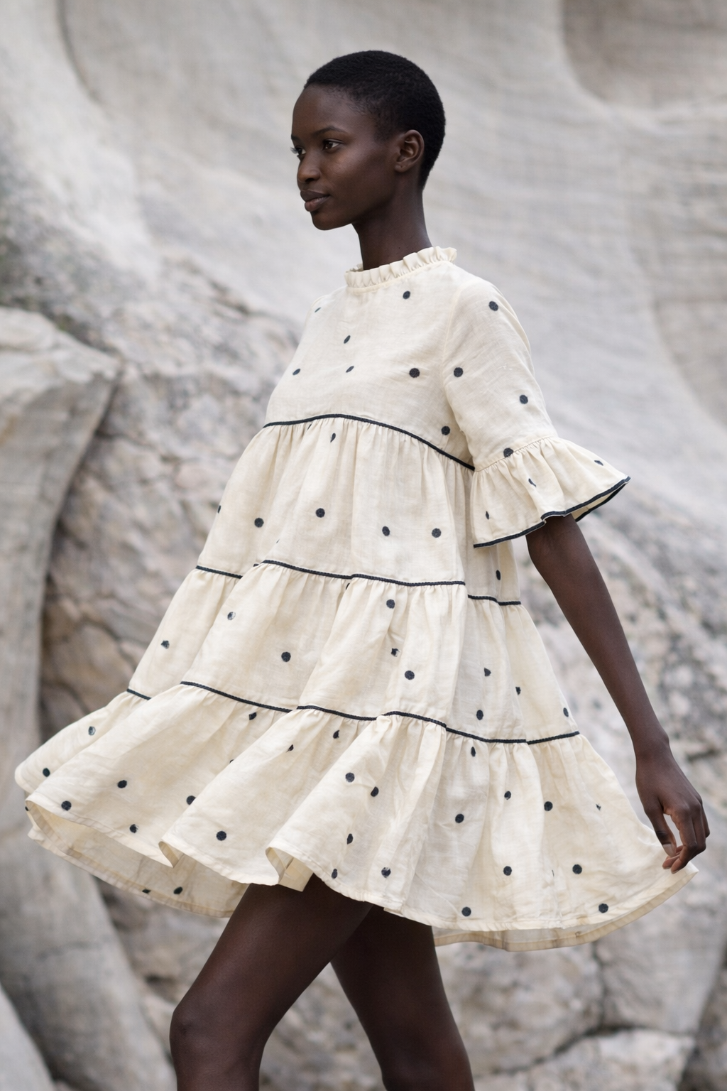 Pia Polka Dot Handwoven Jamdani Dress