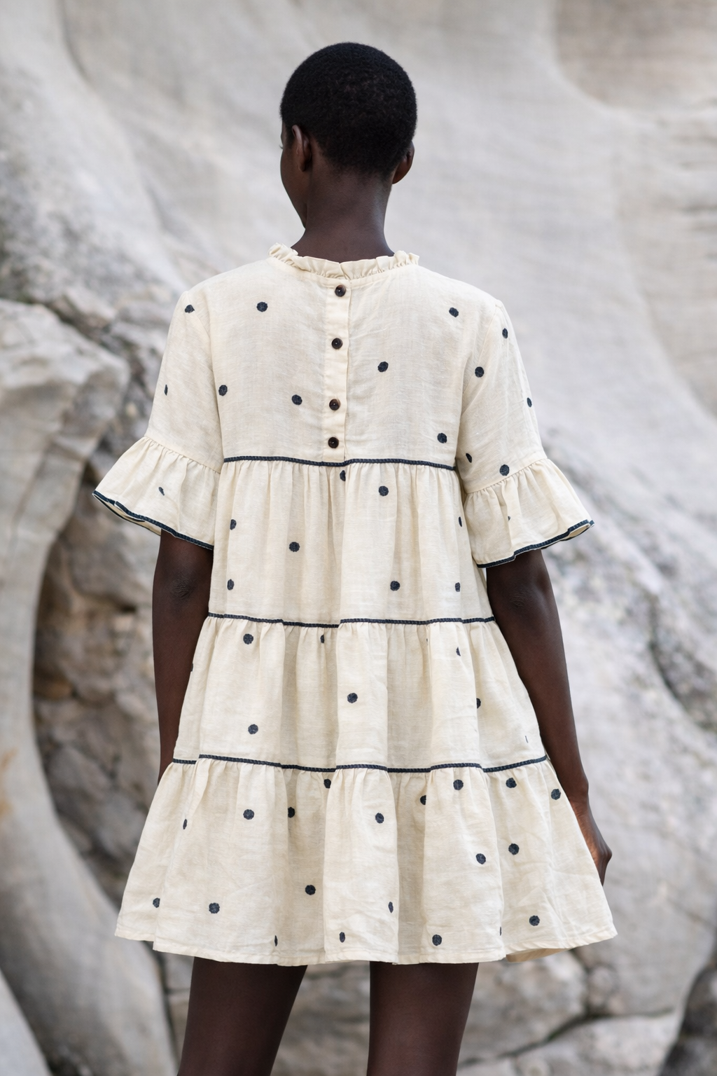 Pia Polka Dot Handwoven Jamdani Dress