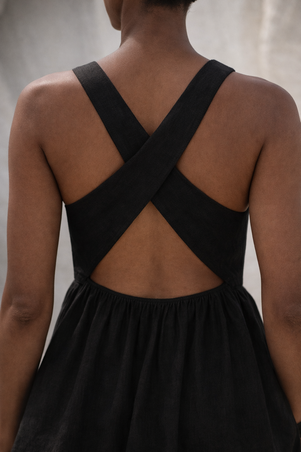 Noir Black Handwoven Cotton Dress