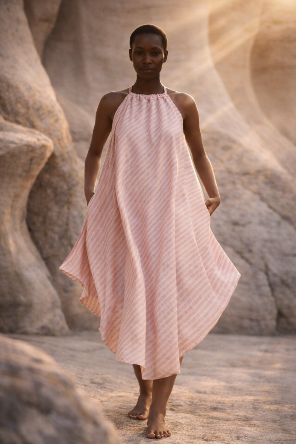 Tisza Halterneck Handwoven Dress