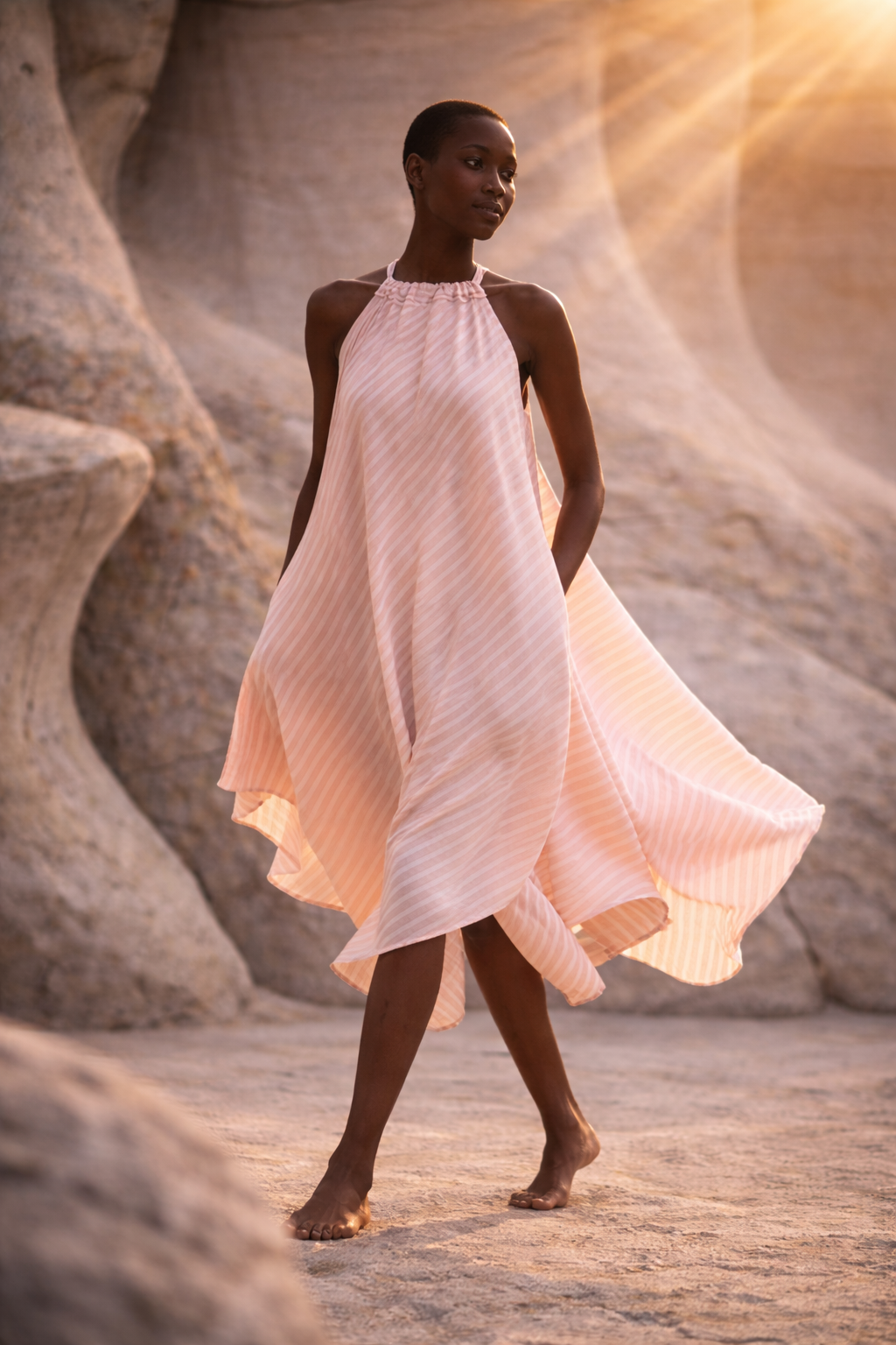 Tisza Halterneck Handwoven Dress