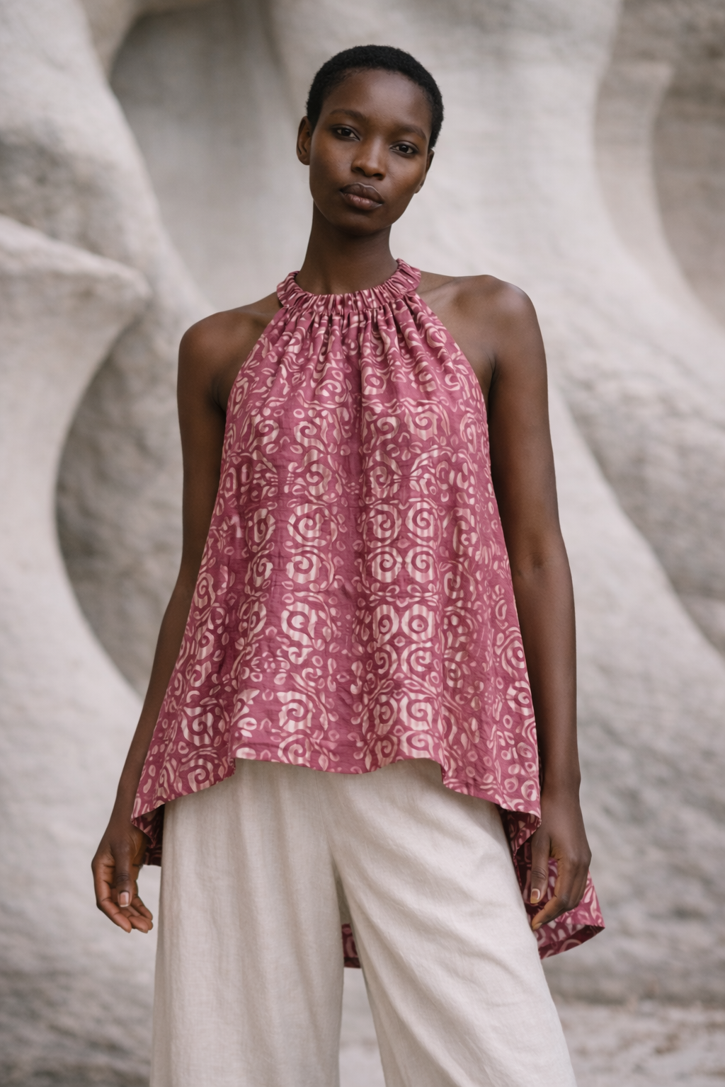 Revora Halterneck Top Block-Printed Pure Cotton | Naturally Fluid | Limited Batch