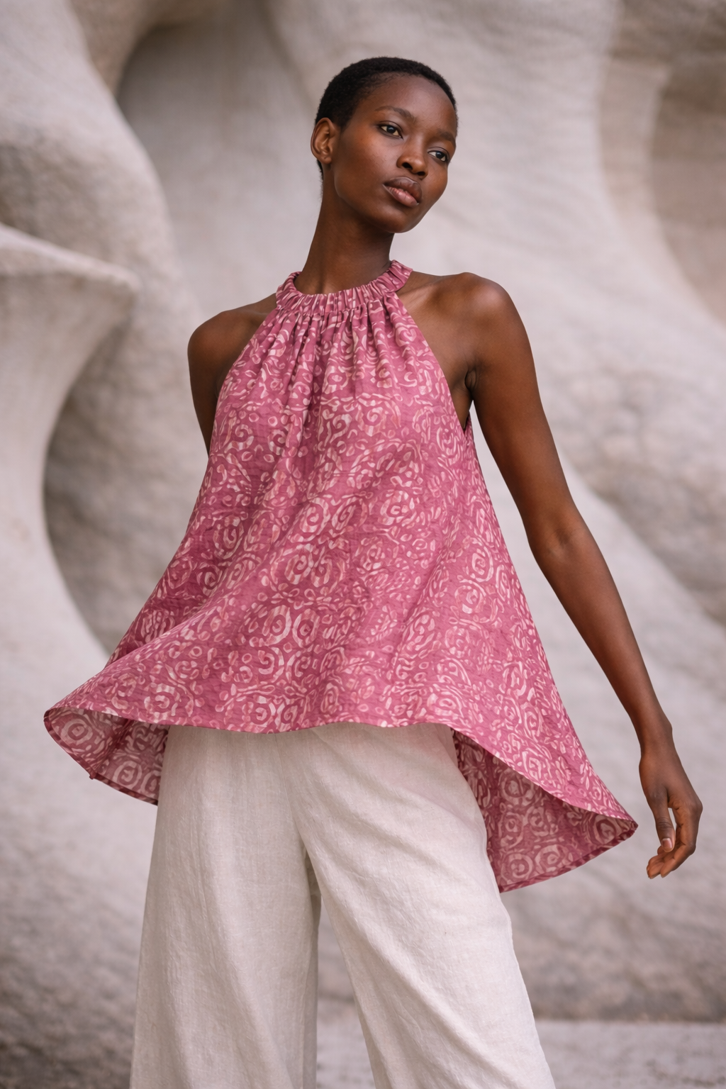 Revora Halterneck Top Block-Printed Pure Cotton | Naturally Fluid | Limited Batch