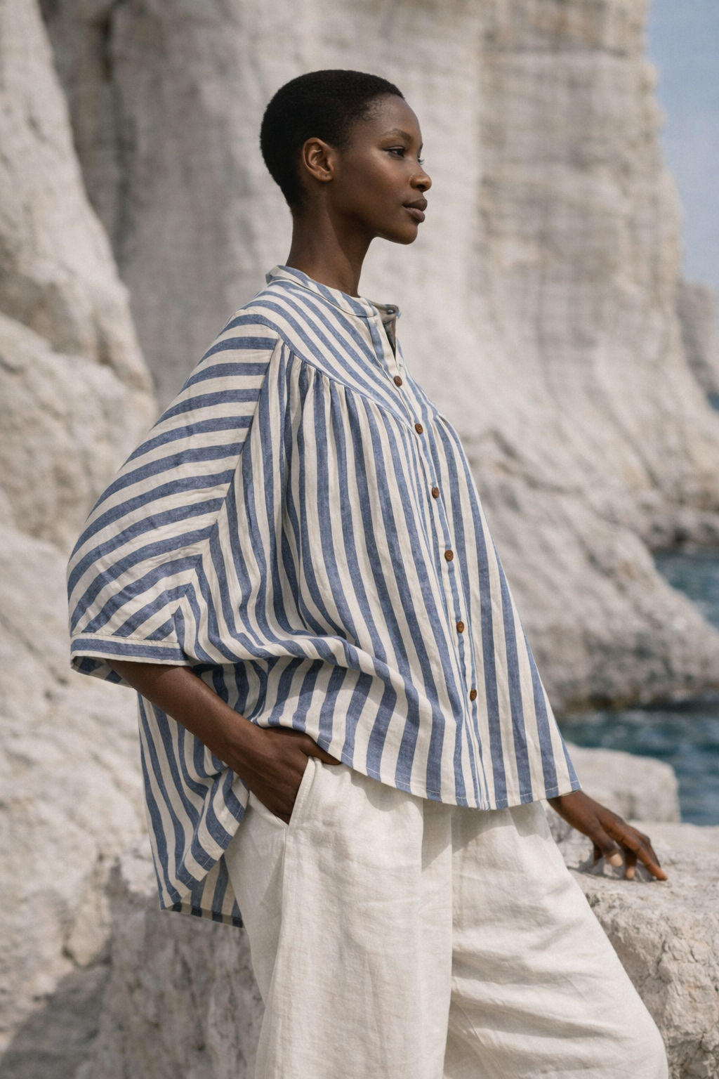 Brittany Batwing Striped Organic Cotton Top