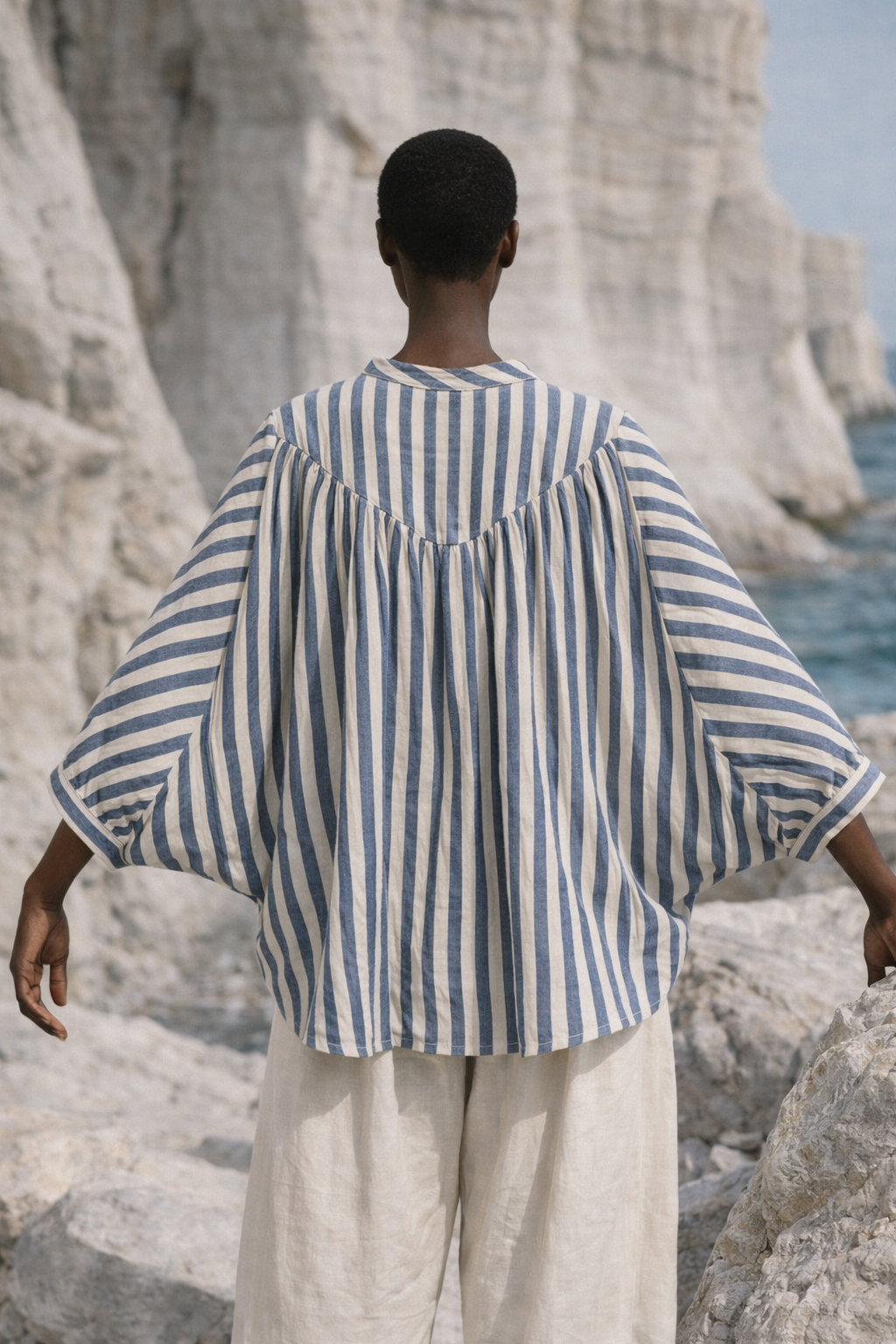 Brittany Batwing Striped Organic Cotton Top