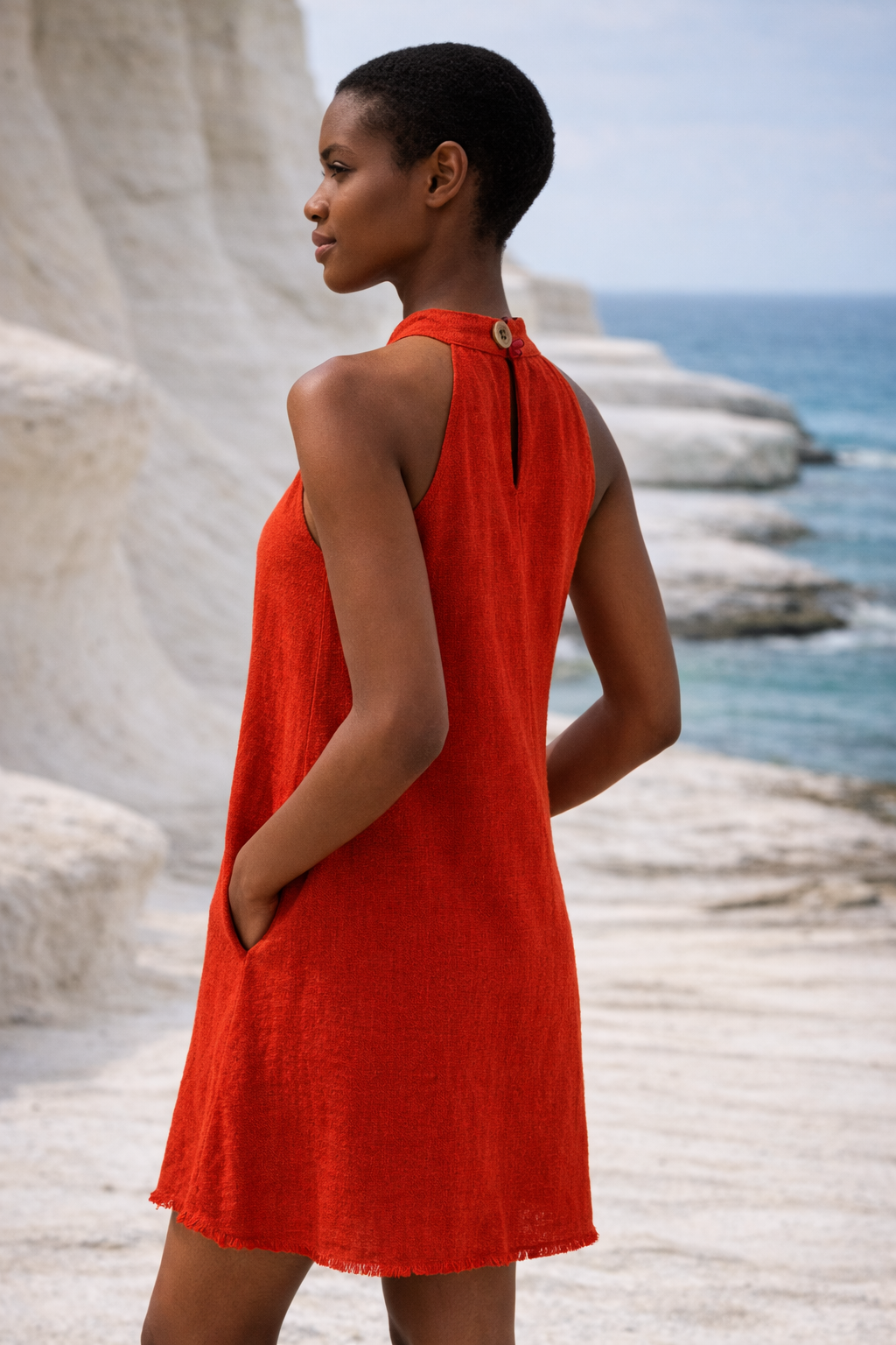 Blamie Rouge | Red Halterneck Organic Cotton Dress