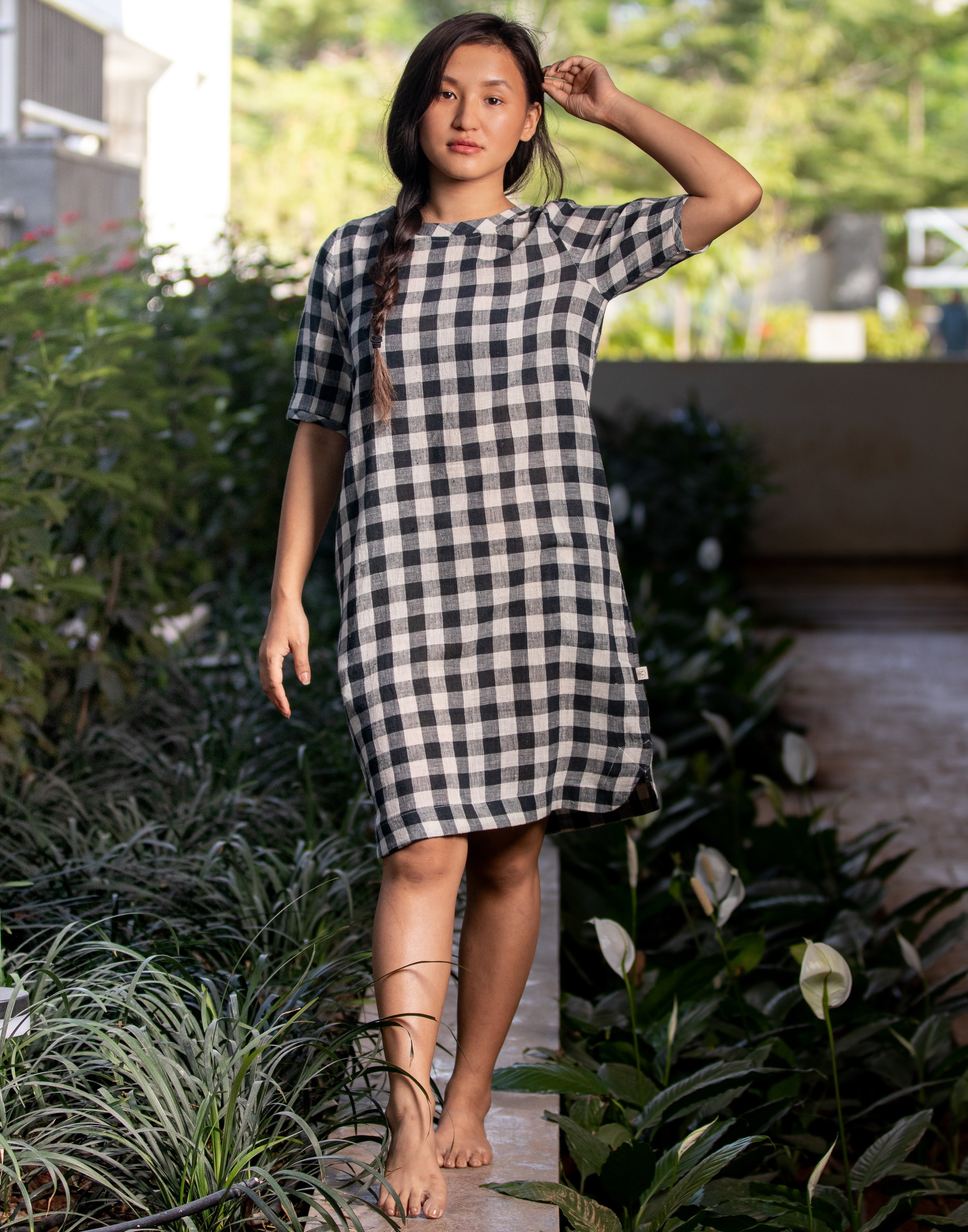 Seine Shift Dress with Curved Hemline